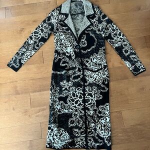 Peruvian Connection Baby Alpaca Black and Cream Knit Coat